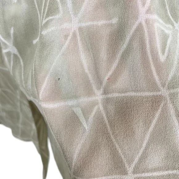 Vtg 90s NWT Tess 100% Silk Button Down Blouse Green Beige Semi-Sheer Size L - Picture 5 of 11